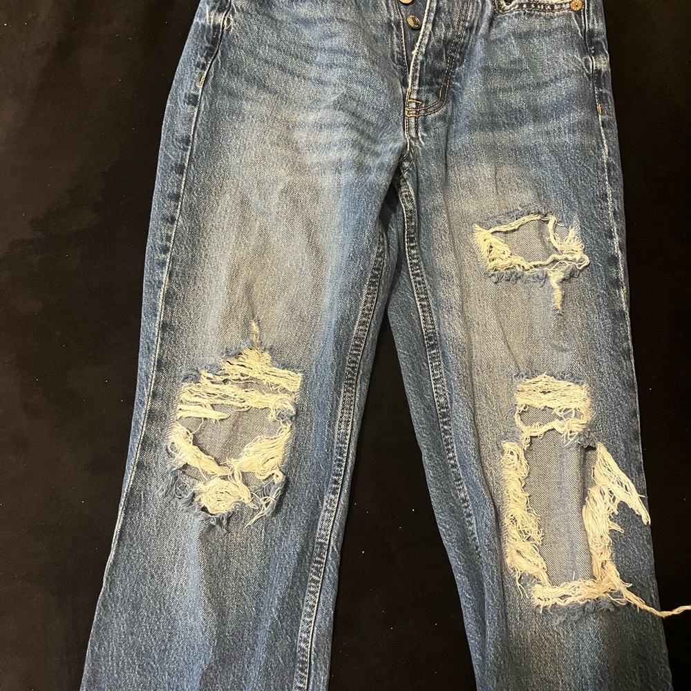 Distressed Blue high rise Jeans